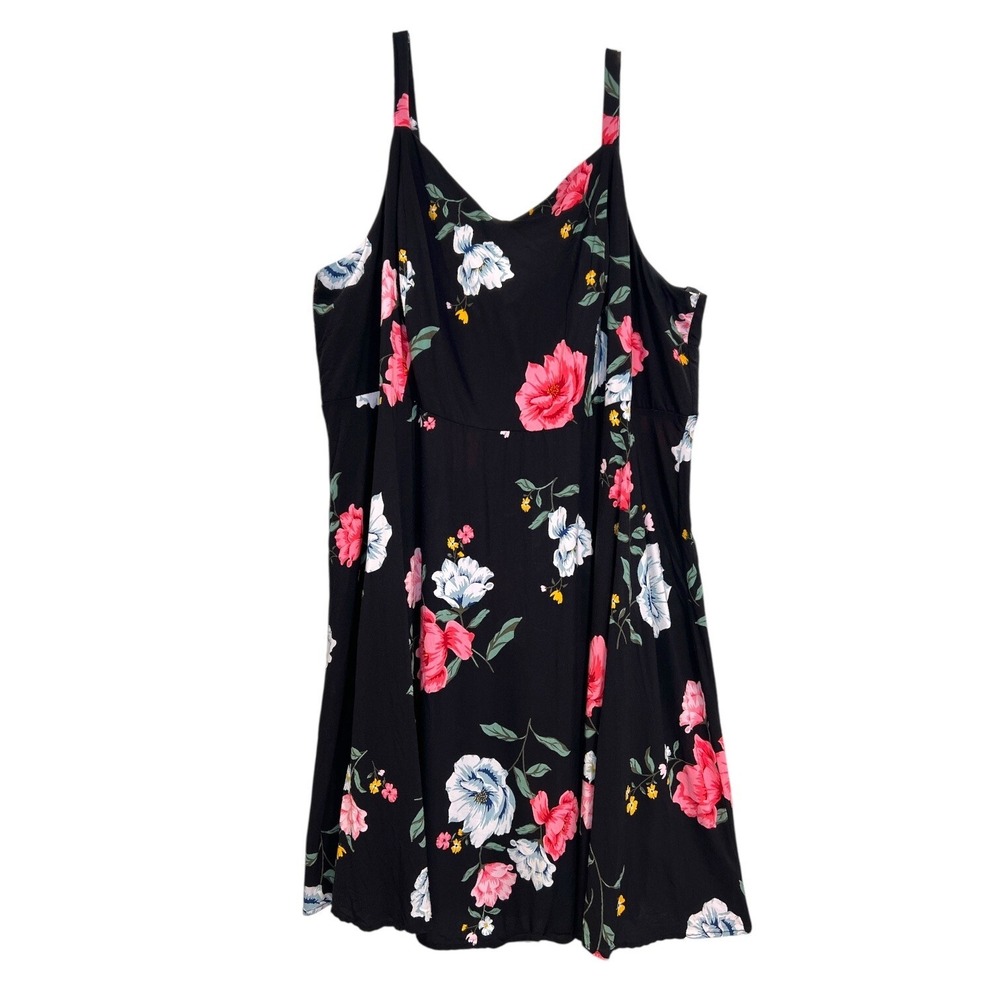 Old Navy | Fit & Flare Cami Black Floral Dress Plus Size 4X‎ Adjustable Straps